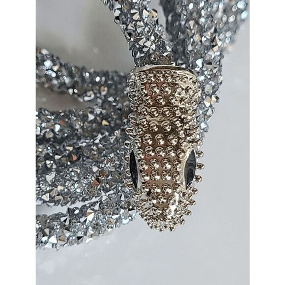 ✨💎🐍 Snake Rhinestone Bendable Design Blingy Statement Open Choker Necklace NEW - Picture 8 of 16